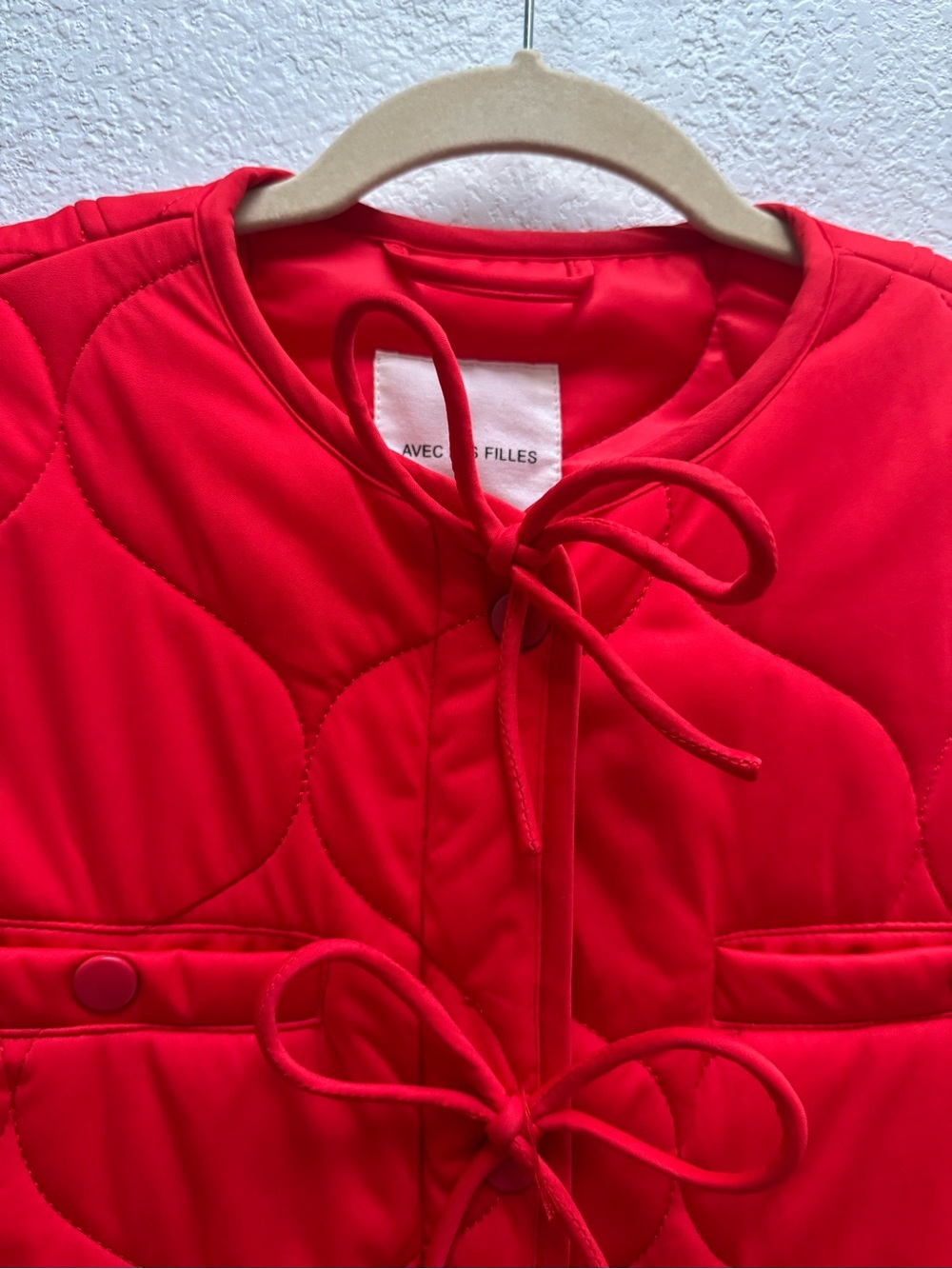 Avec Les Filles Red Quilted Tie-Front Vest